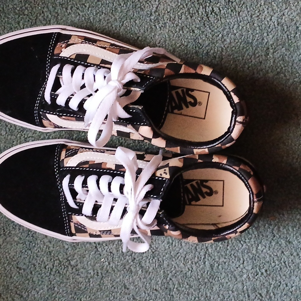 New Vans Old Skool Womens Camo Checkerboard Sneakers Size 7 Skater Grunge Casual